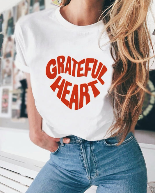Camiseta "Greaful Heart" Blanca